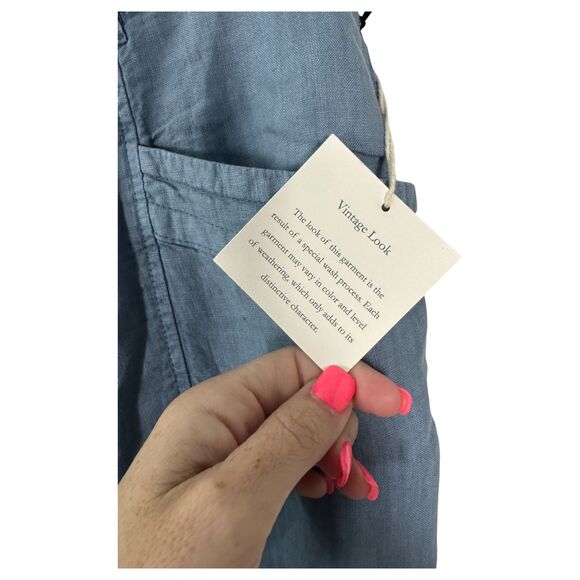 Nicole Miller 100% Linen Chambray Denim Flowy Wide Leg Pants Large NEW with Tags - Picture 4 of 4